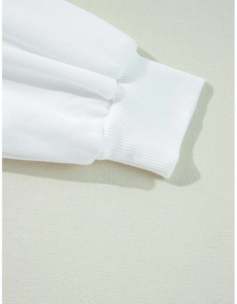 White GAME DAY Graphic Varsity Pullover Sweatshirt