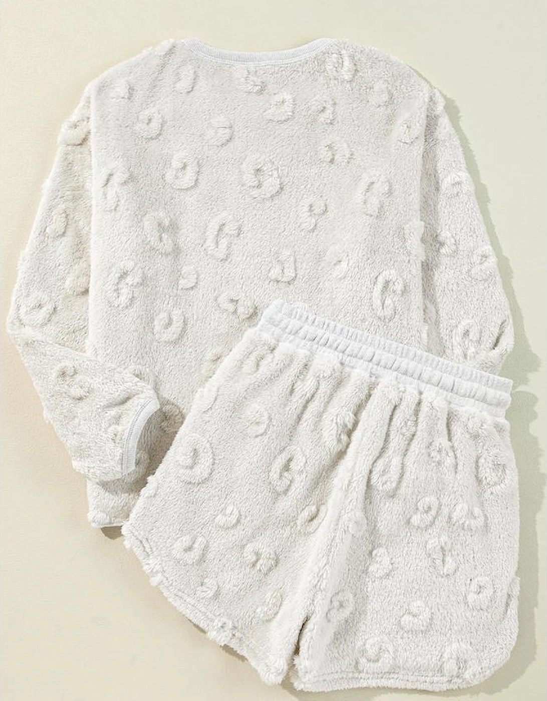 Light Grey Textured Leopard Fleece Loose Two Piece Lounge Set