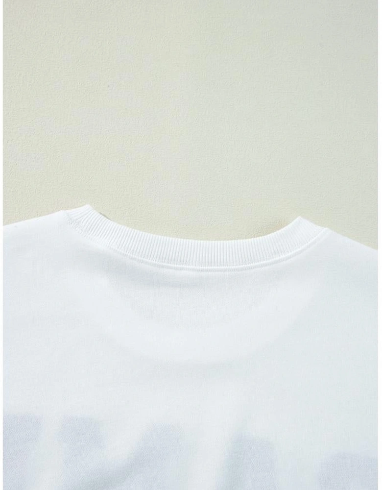 White GAME DAY Graphic Varsity Pullover Sweatshirt