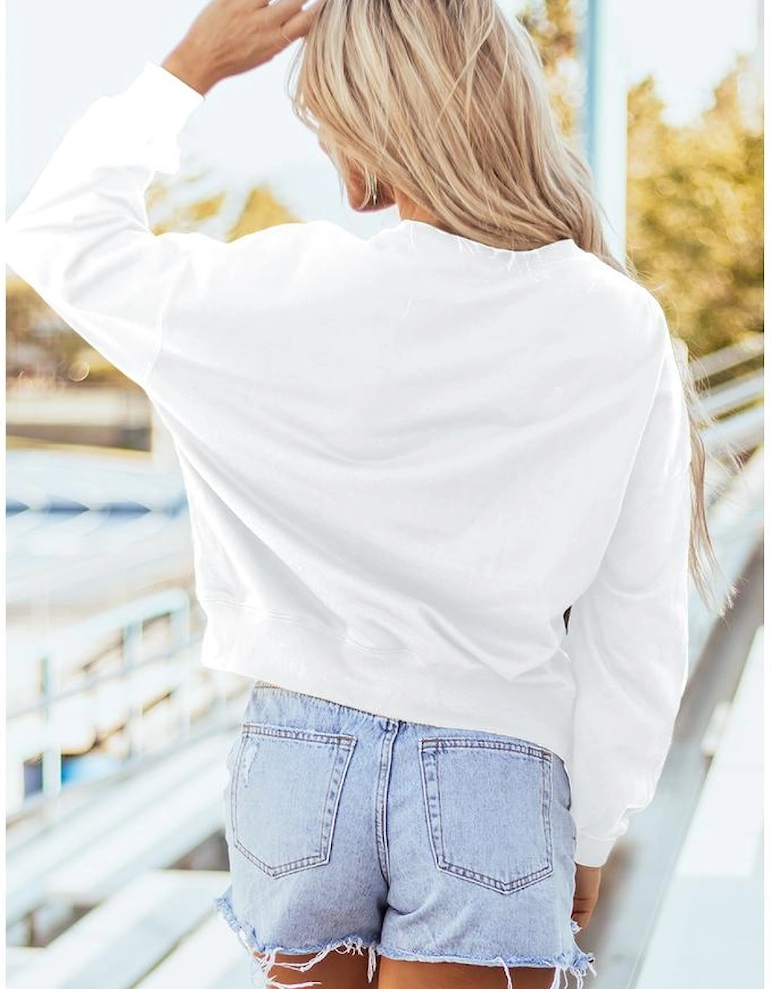 White GAME DAY Graphic Varsity Pullover Sweatshirt