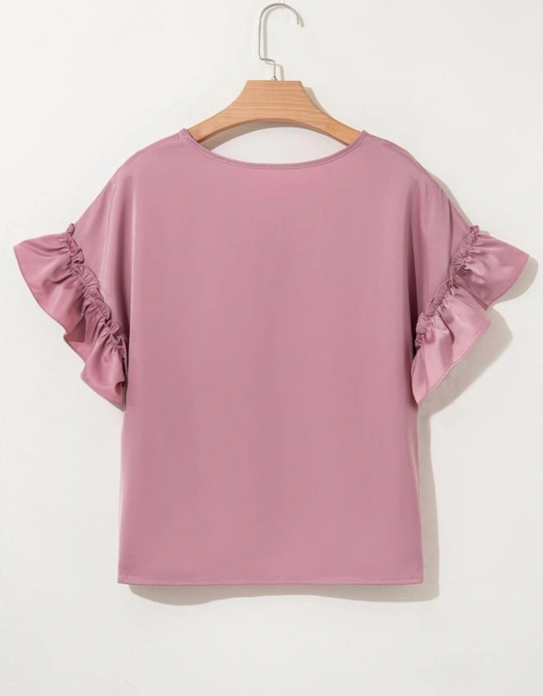 Toadstool Satin Ruffle Sleeve Top