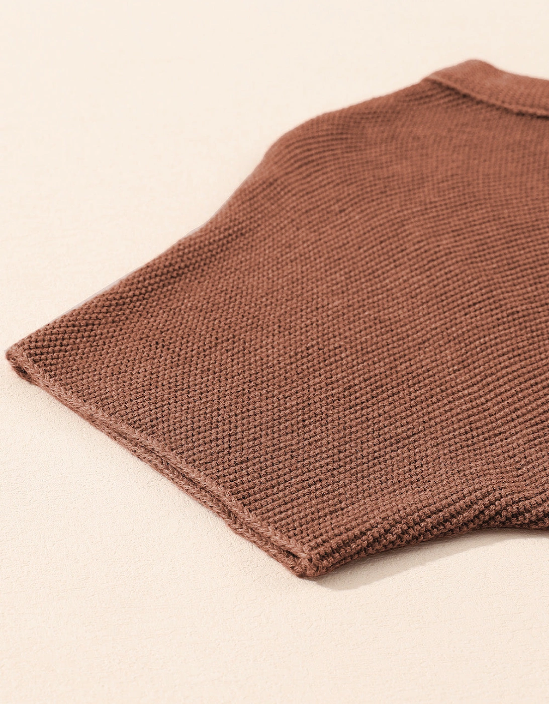 Coffee High Neck Short Bat Sleeve Sweater