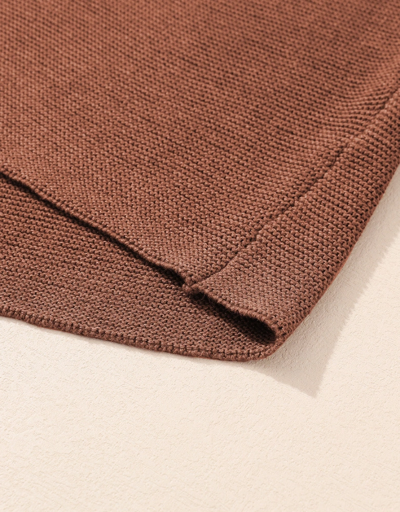 Coffee High Neck Short Bat Sleeve Sweater