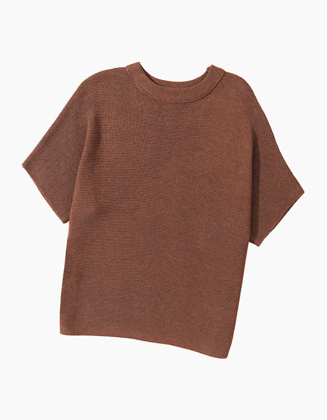 Coffee High Neck Short Bat Sleeve Sweater