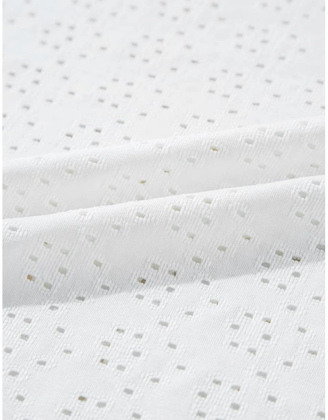 White Eyelet Pattern Boat Neck Casual Tee