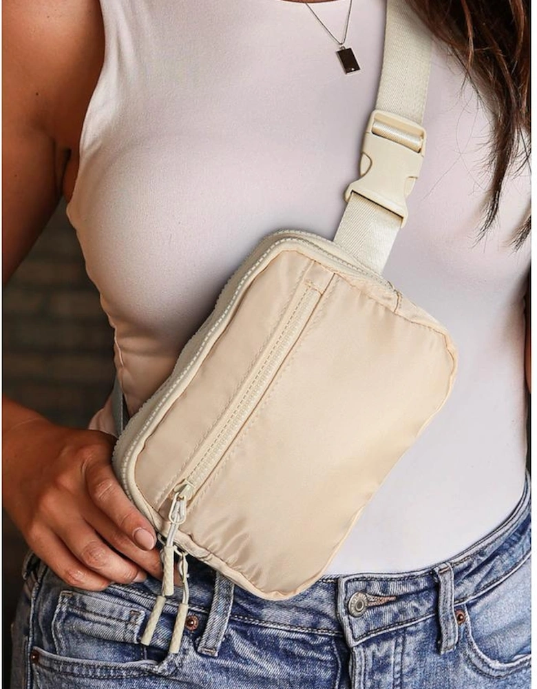 Wide Belt Zipped Square Crossbody Bag