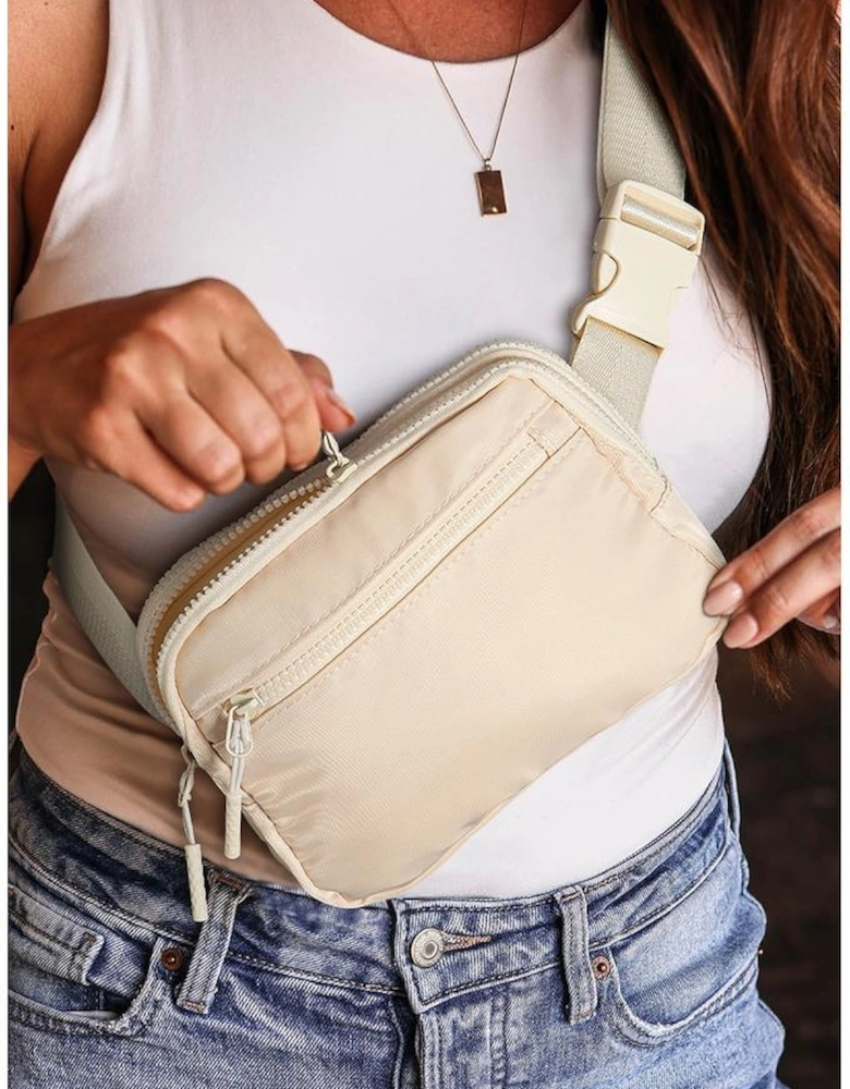 Wide Belt Zipped Square Crossbody Bag