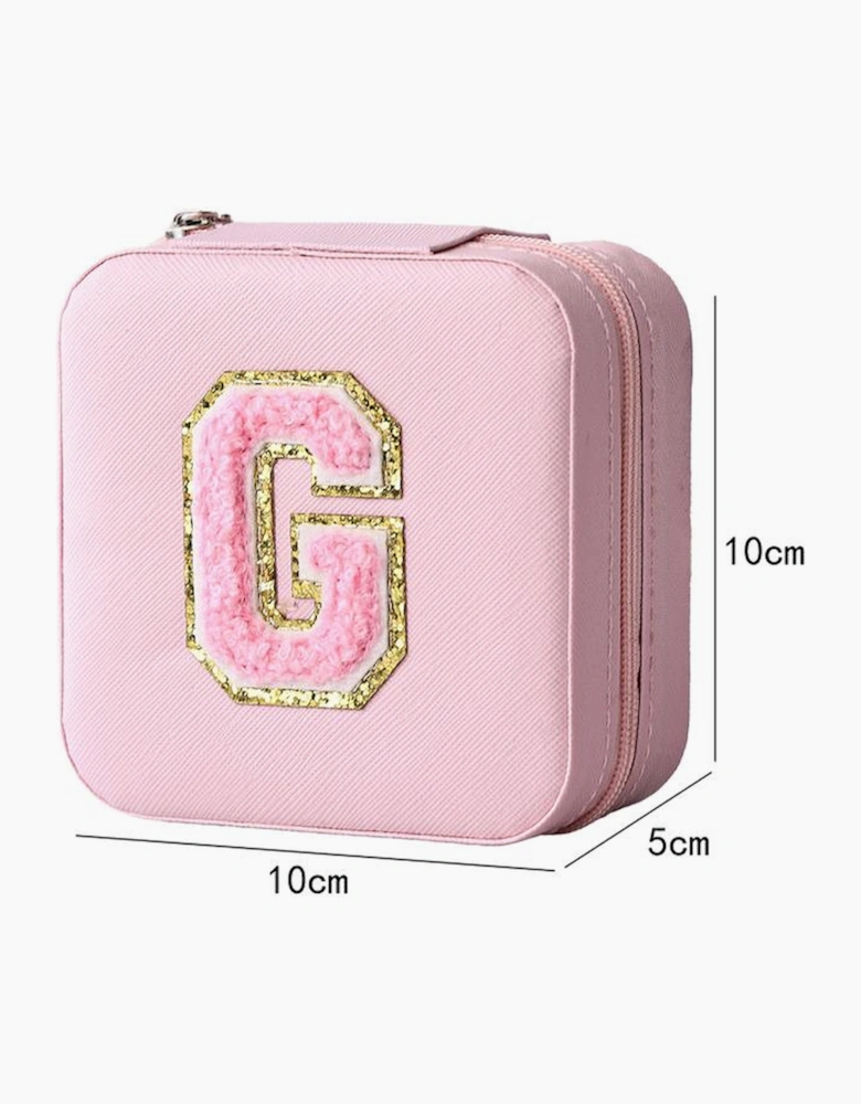 Pink G Chenille Letter Jewelry Organizer Box