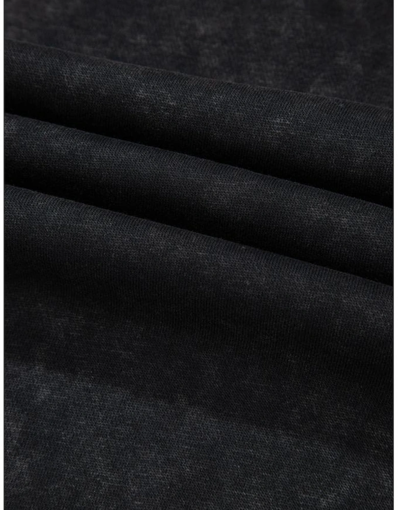 Black Solid Waffle Knit Patchwork Raglan Sleeve Sweatshirt