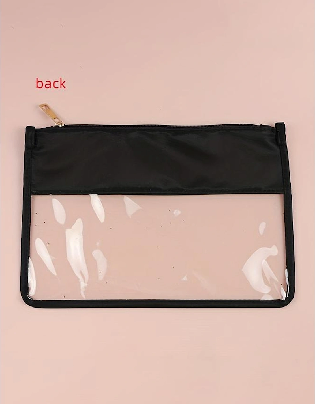 Black TEACH Glitter Chenille Clear PVC Makeup Bag