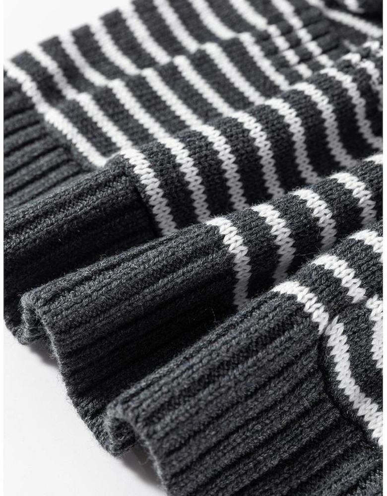 Gray Stripe Collared V Neck Sweater Vest with Pockets