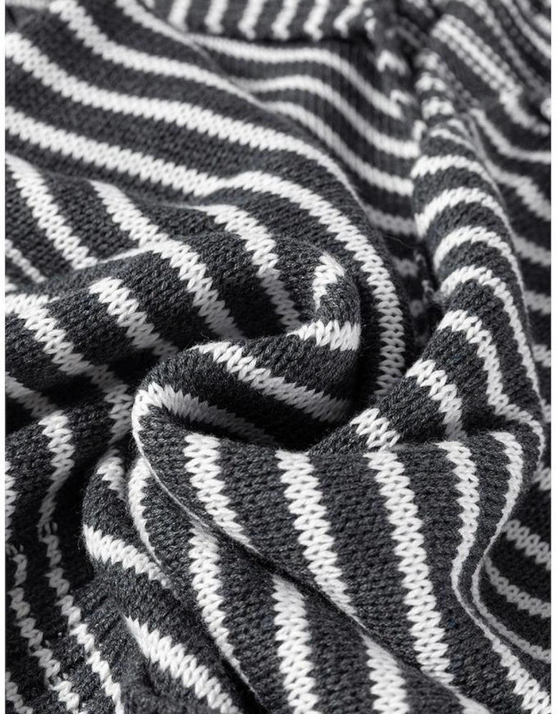 Gray Stripe Collared V Neck Sweater Vest with Pockets