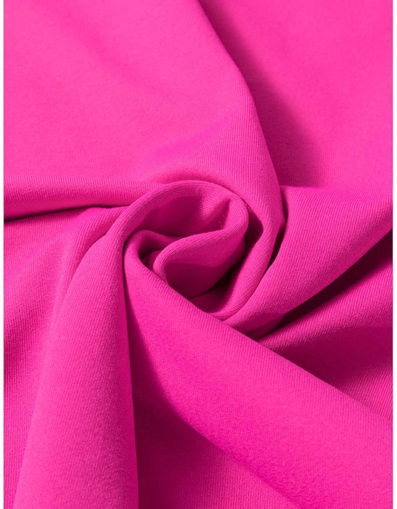 Rose Red Contrast Trim V Neck T-shirt Dress