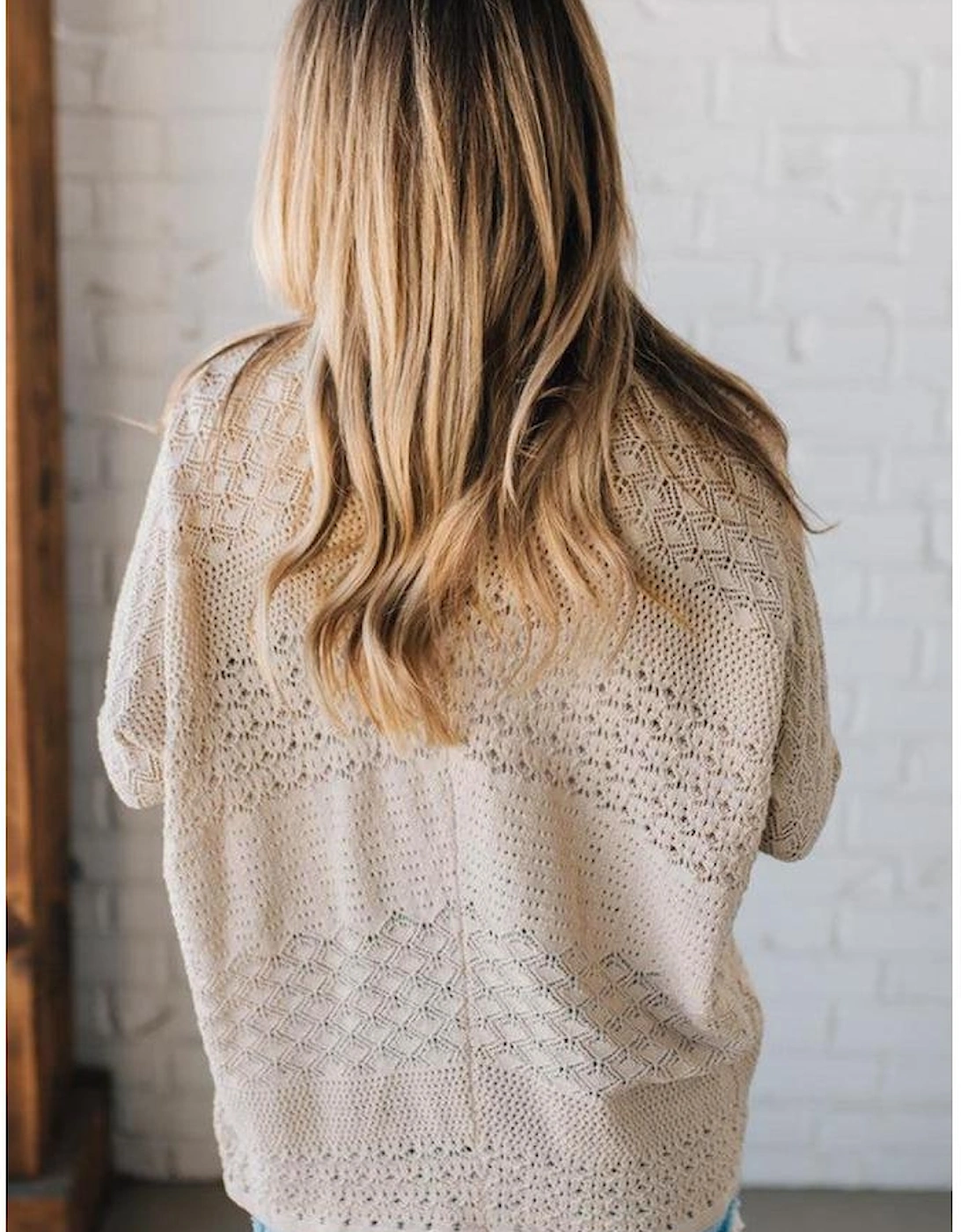 Jet Stream Mix Pattern Hollowed Knit Open Front Cardigan, 14 of 13