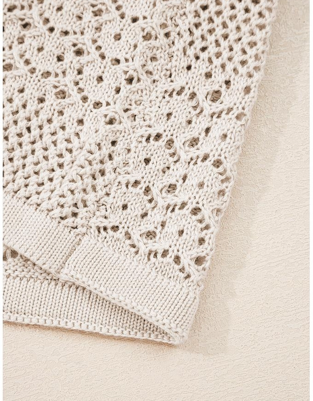 Jet Stream Mix Pattern Hollowed Knit Open Front Cardigan