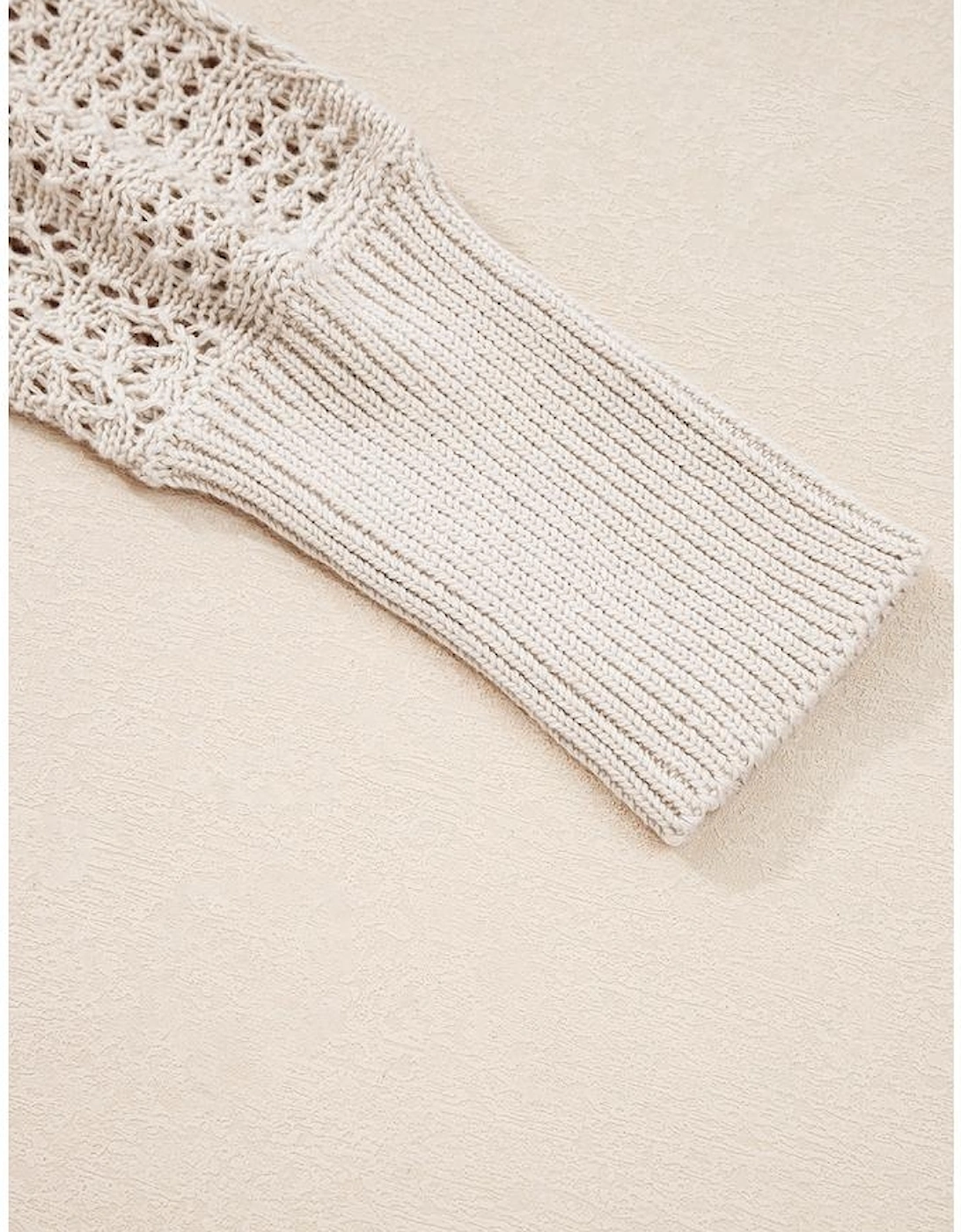 Jet Stream Mix Pattern Hollowed Knit Open Front Cardigan