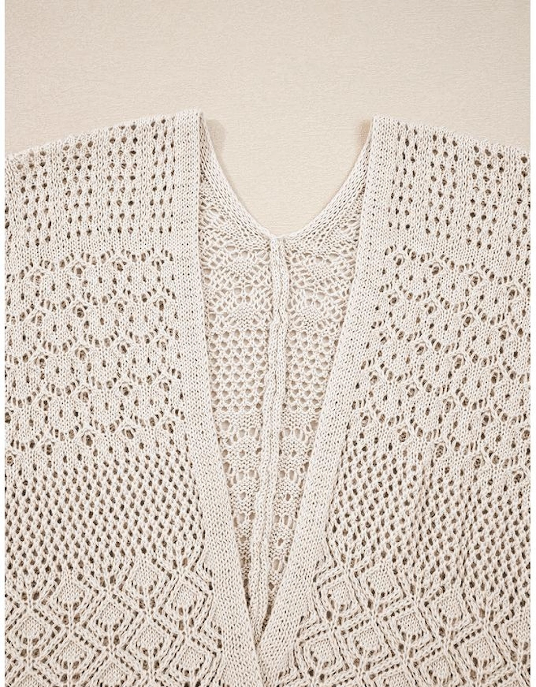 Jet Stream Mix Pattern Hollowed Knit Open Front Cardigan