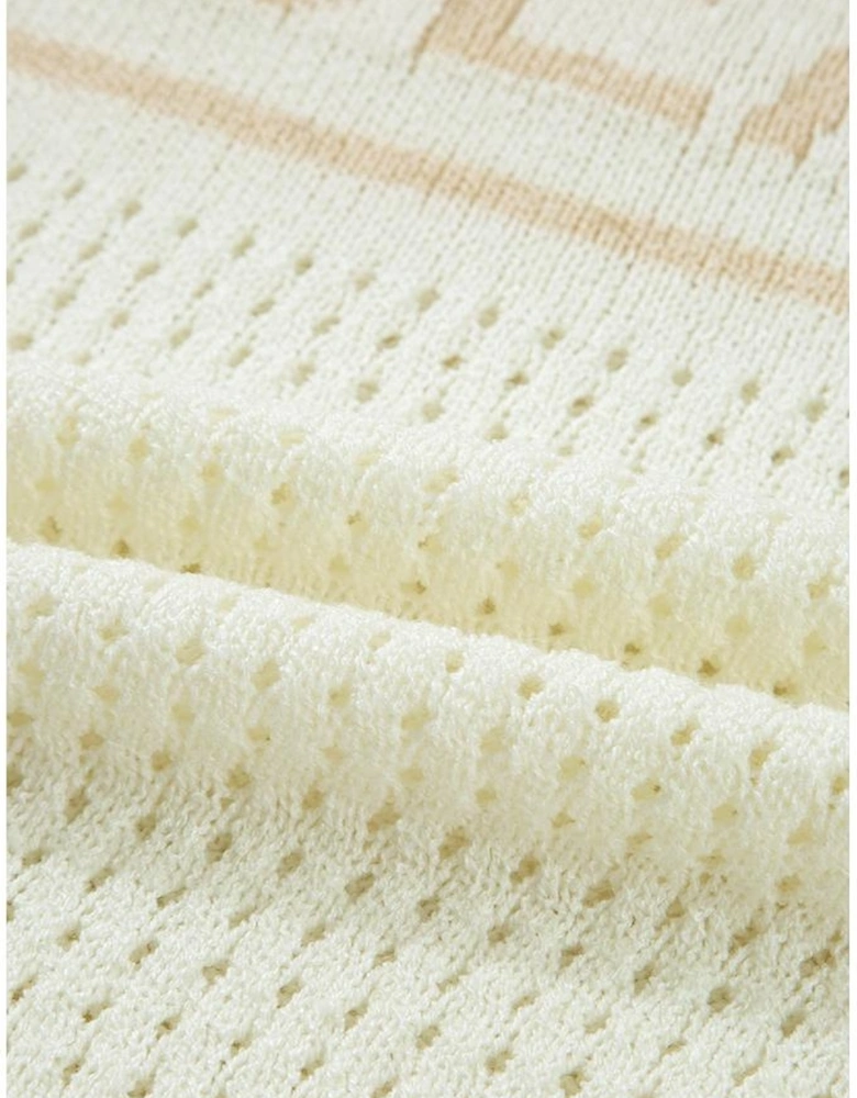 White BEACH Hollow Out Knitted Lightweight Dolman Sweater