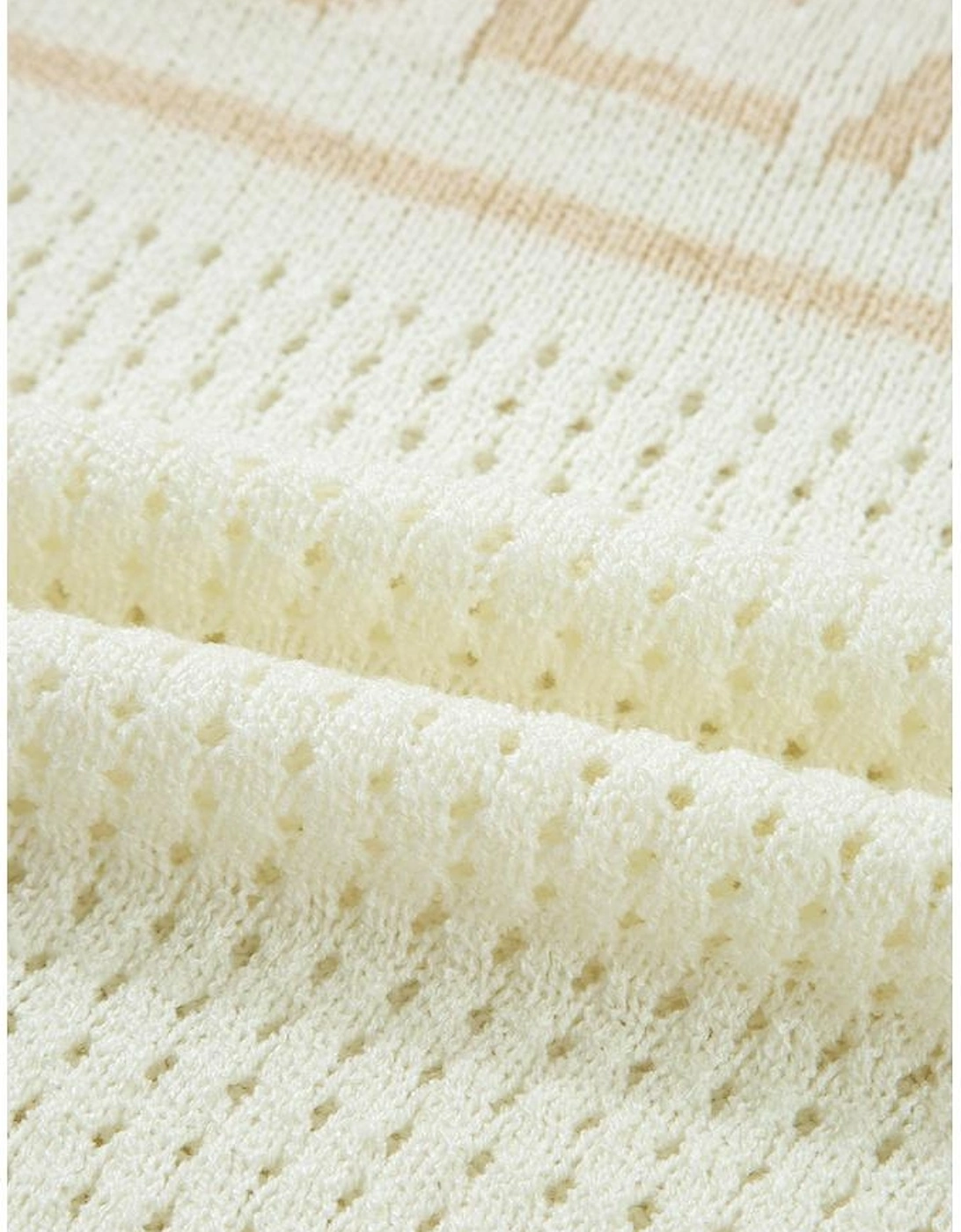 White BEACH Hollow Out Knitted Lightweight Dolman Sweater