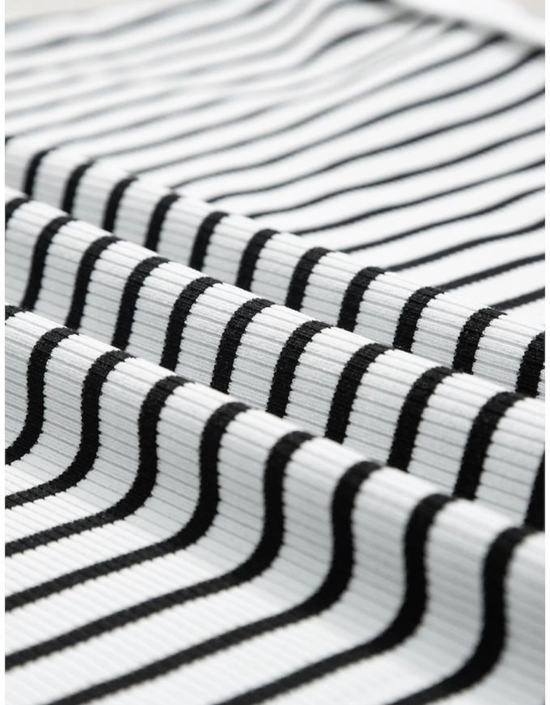 White Stripe Contrast Edge Tee and Shorts Set