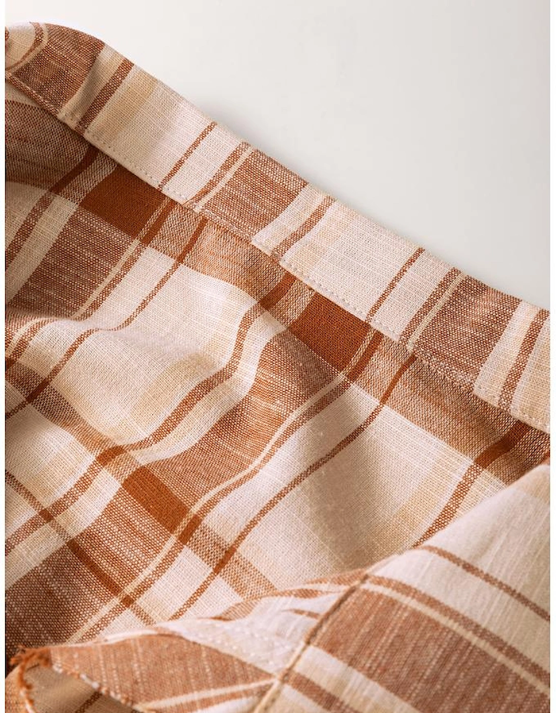 Brown Plaid Print Side Pockets Frilled Babydoll Mini Dress