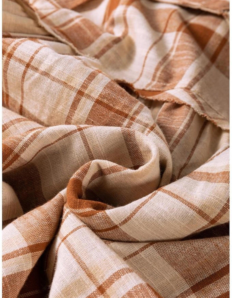 Brown Plaid Print Side Pockets Frilled Babydoll Mini Dress