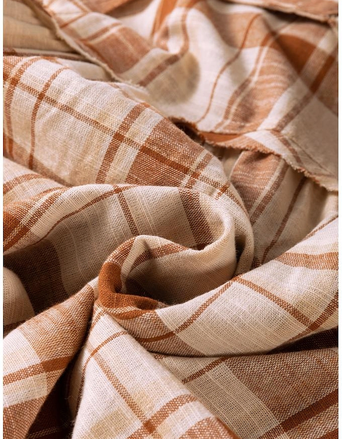 Brown Plaid Print Side Pockets Frilled Babydoll Mini Dress