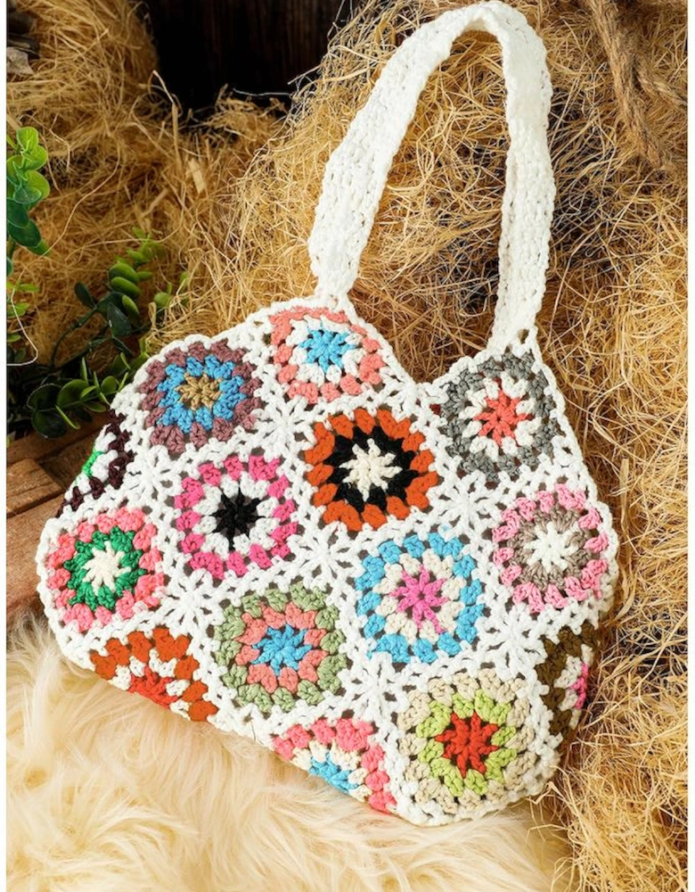 White Random Boho Floral Crochet Retro Hollowed Bag