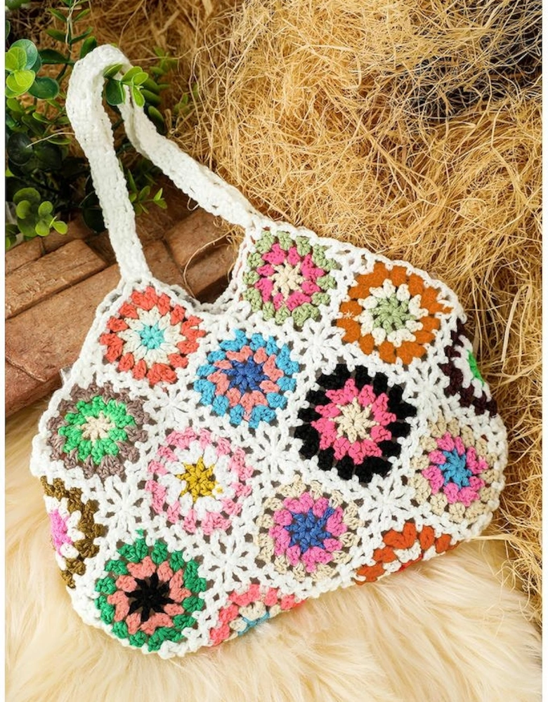 White Random Boho Floral Crochet Retro Hollowed Bag