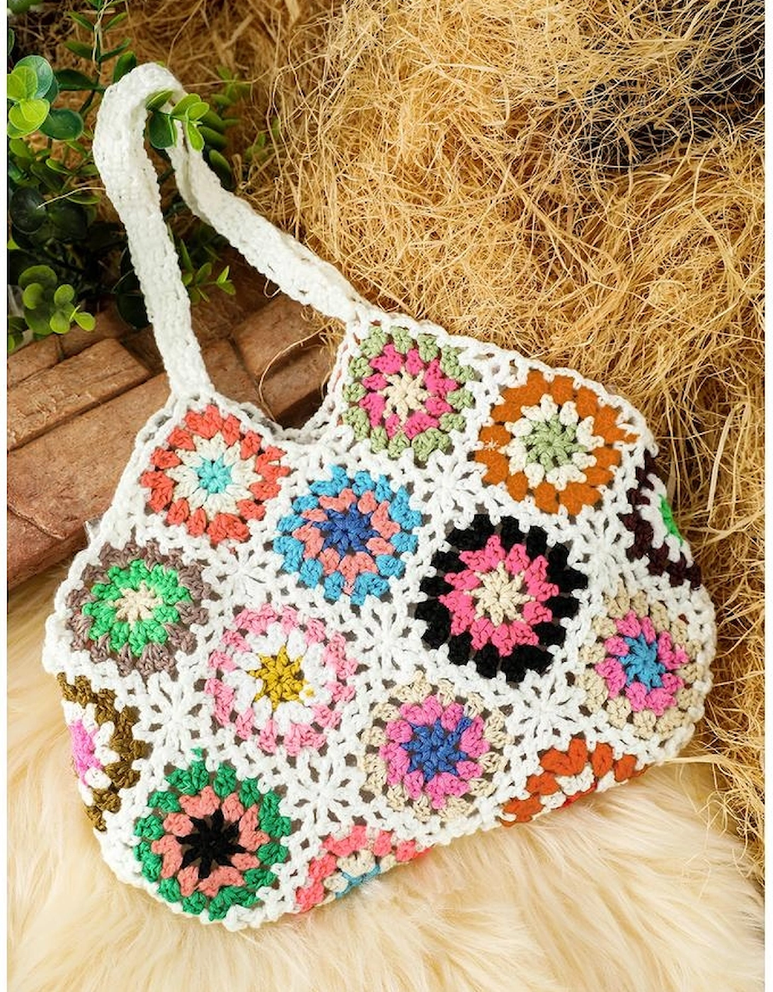 White Random Boho Floral Crochet Retro Hollowed Bag, 11 of 10