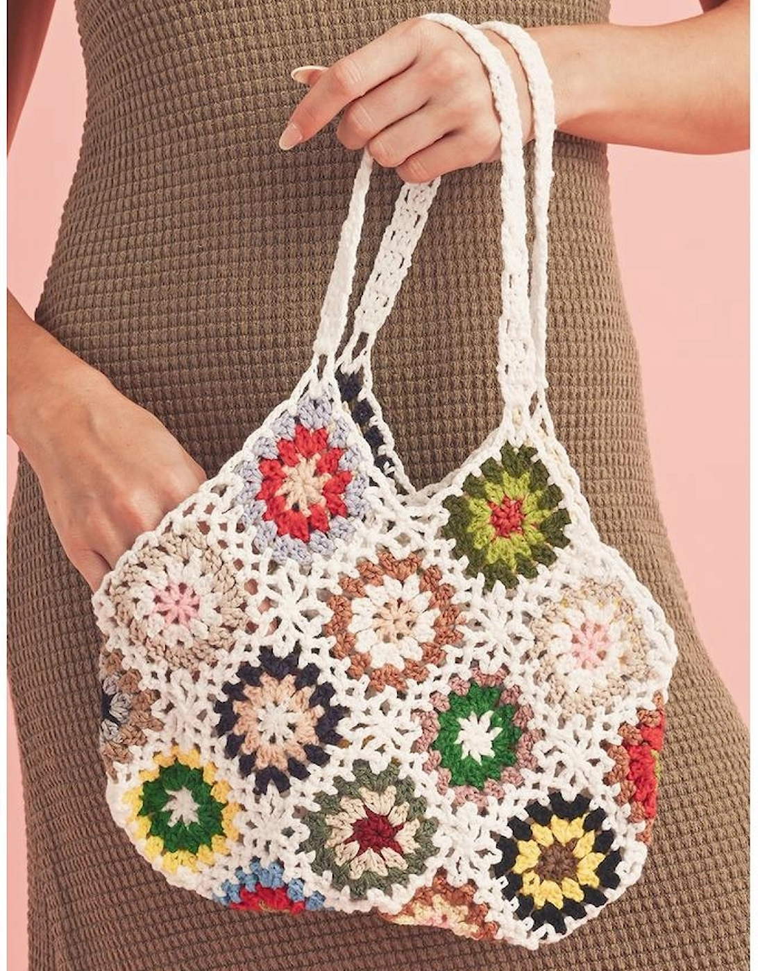 White Random Boho Floral Crochet Retro Hollowed Bag
