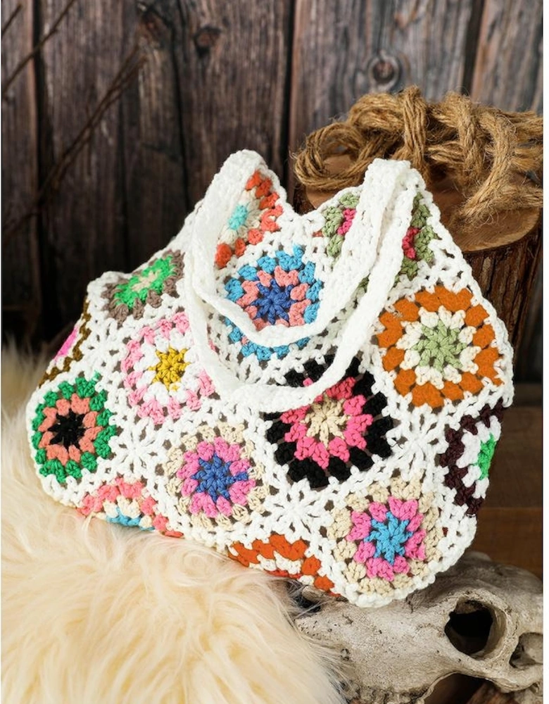 White Random Boho Floral Crochet Retro Hollowed Bag