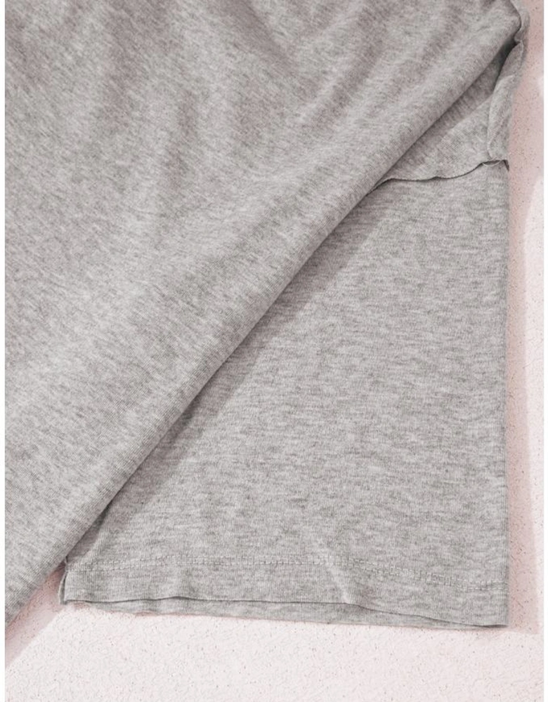 Gray Solid Color Loose Tee 2 Piece Shorts Set