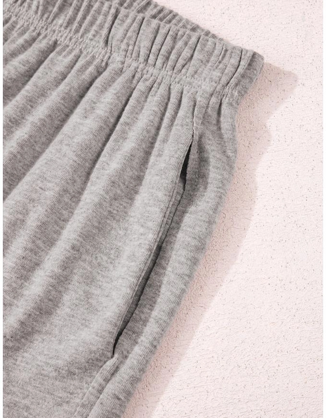 Gray Solid Color Loose Tee 2 Piece Shorts Set