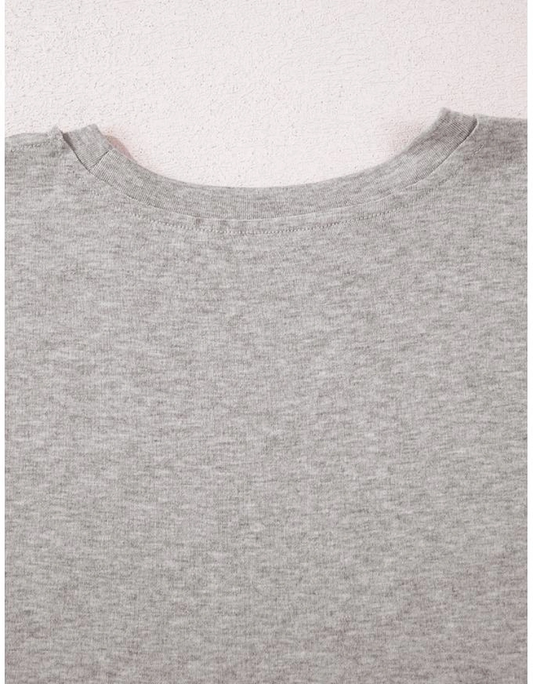 Gray Solid Color Loose Tee 2 Piece Shorts Set