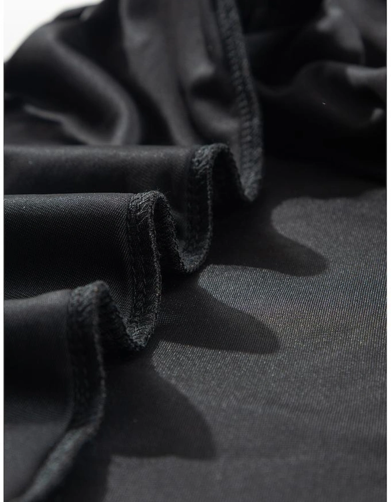 Black Velvet Long Sleeve Surplice High Waist Mini Dress