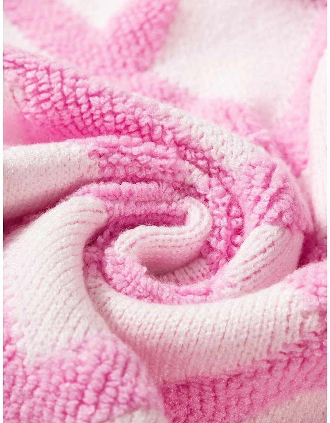 Pink Rhombus Pattern Knit Open Front Pocketed Cardigans