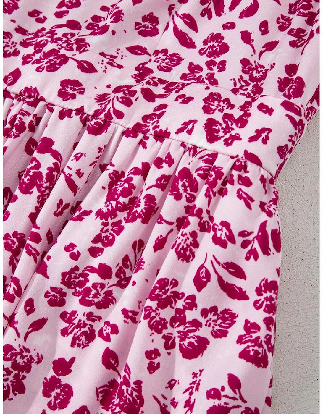 Pink Floral Cutout Back Empire Waist Sleeveless Maxi Dress