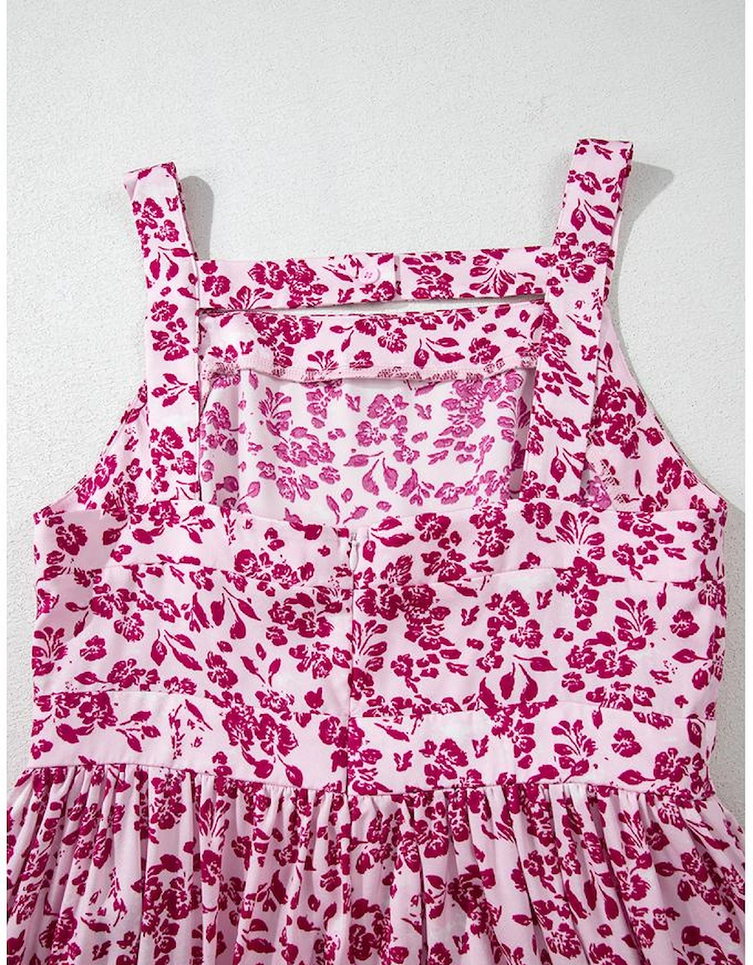 Pink Floral Cutout Back Empire Waist Sleeveless Maxi Dress