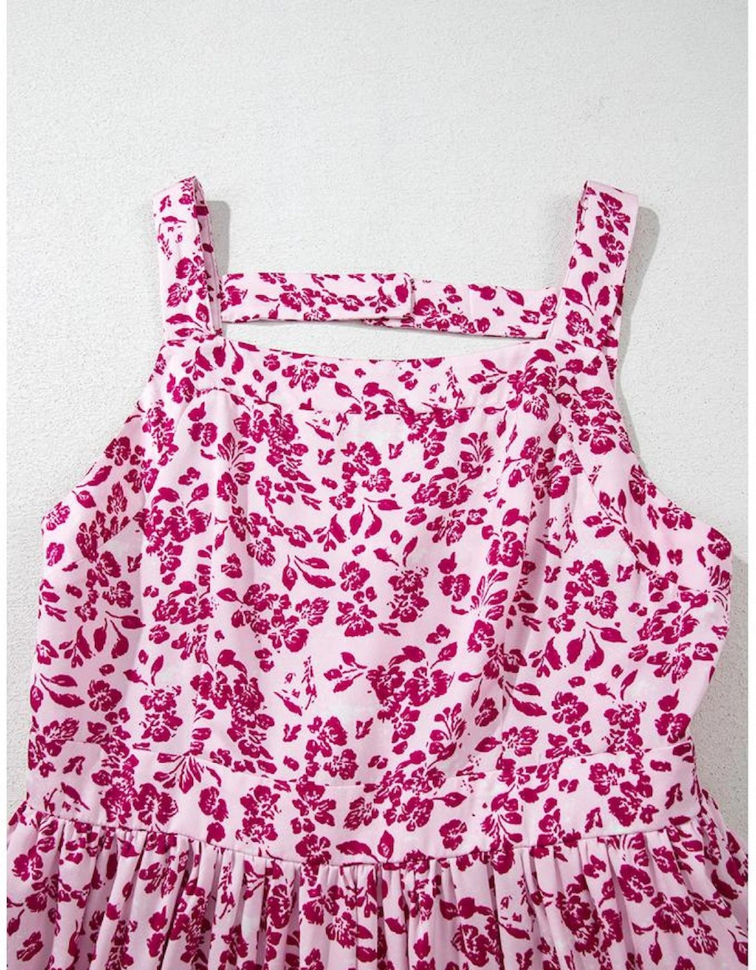 Pink Floral Cutout Back Empire Waist Sleeveless Maxi Dress