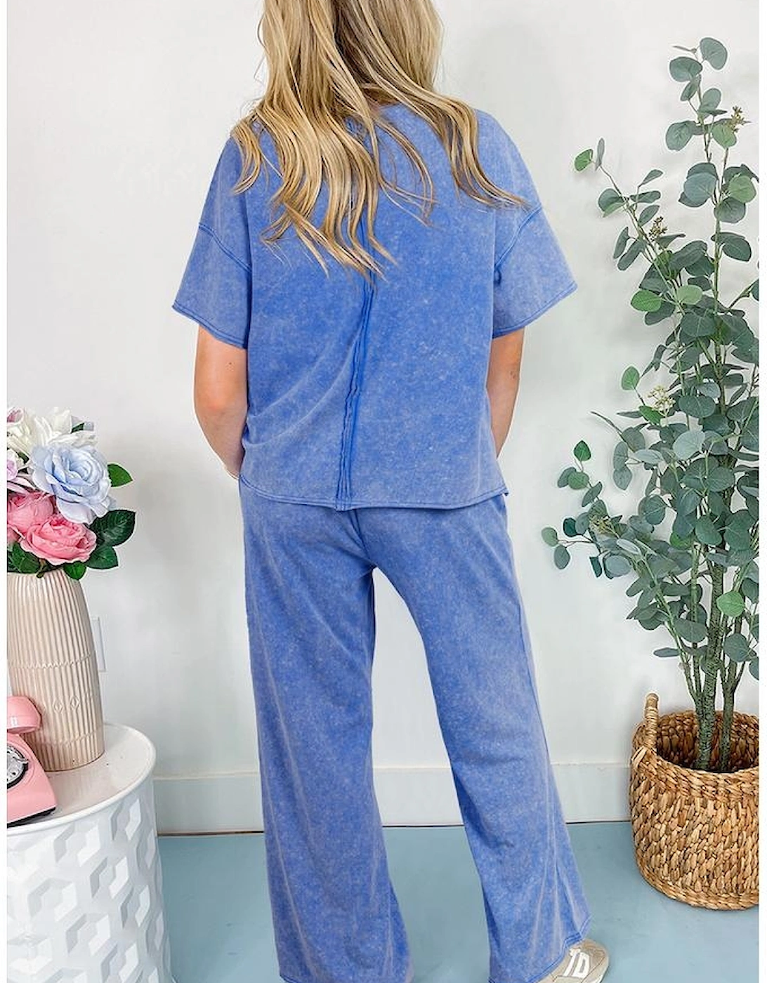 Lilac Floral Patch Exposed Seam Raw Edge Pants Set, 16 of 15