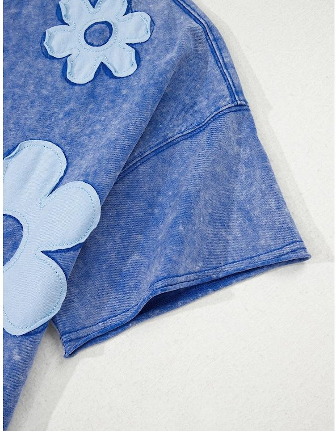 Lilac Floral Patch Exposed Seam Raw Edge Pants Set