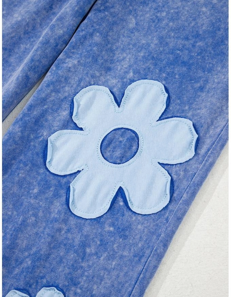 Lilac Floral Patch Exposed Seam Raw Edge Pants Set