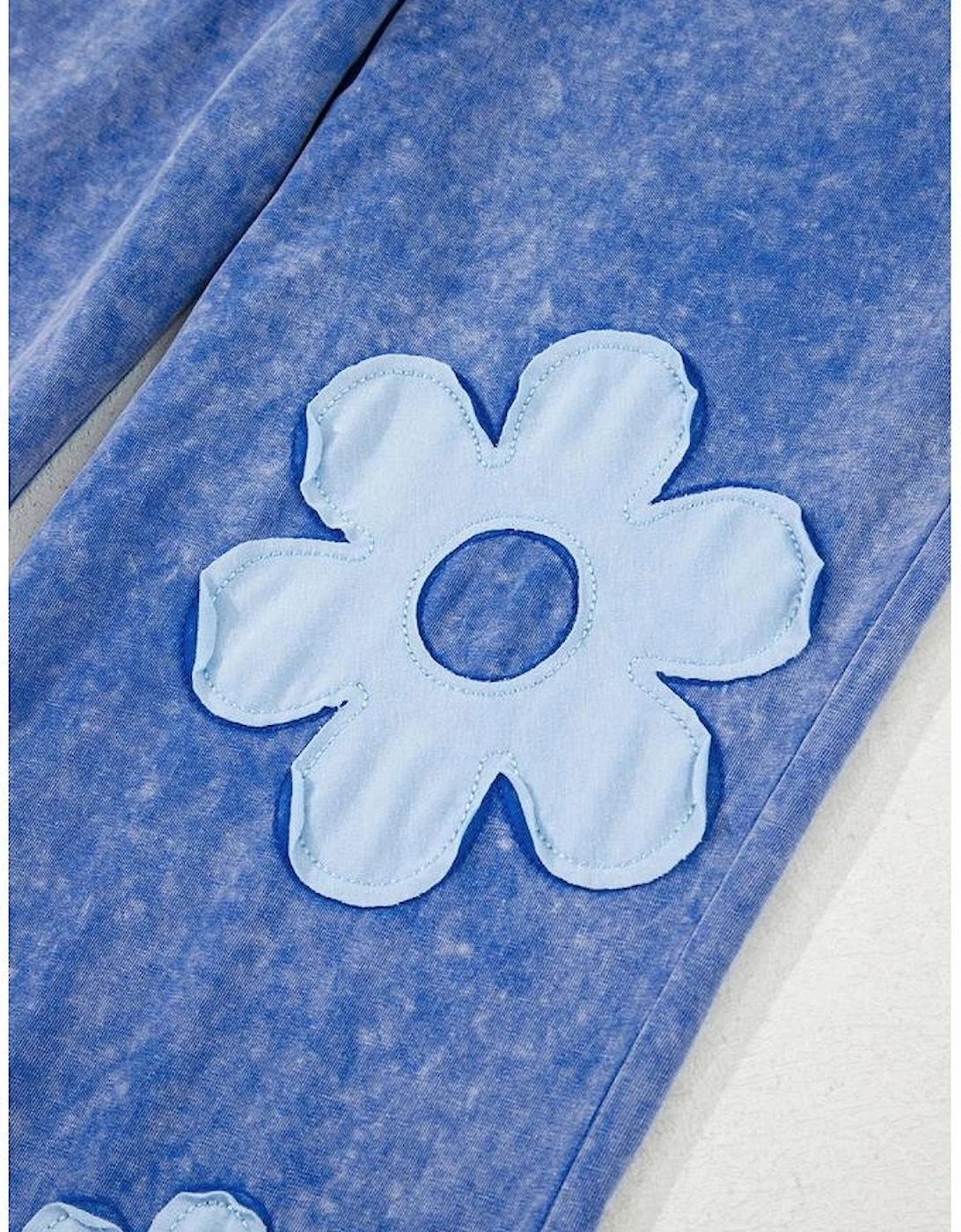 Lilac Floral Patch Exposed Seam Raw Edge Pants Set