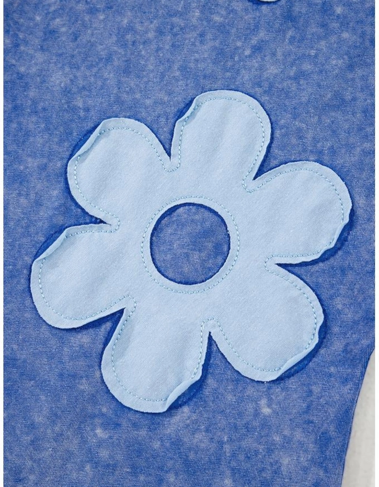 Lilac Floral Patch Exposed Seam Raw Edge Pants Set