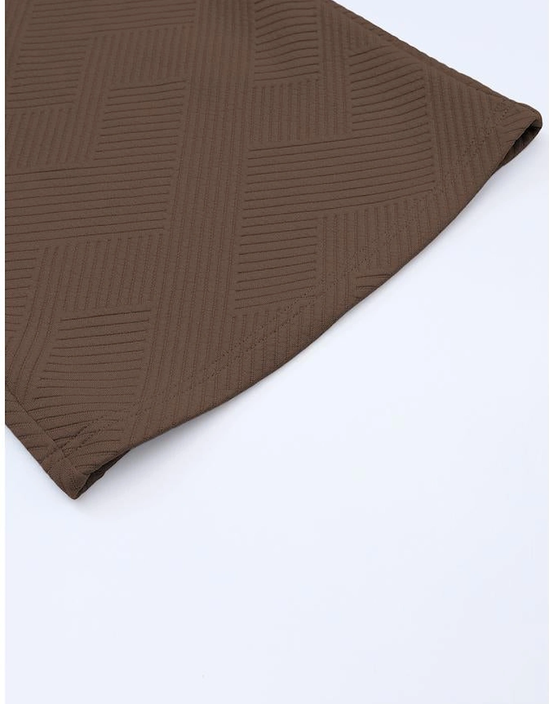 Brown Textured Loose Fit T Shirt and Drawstring Pants Set