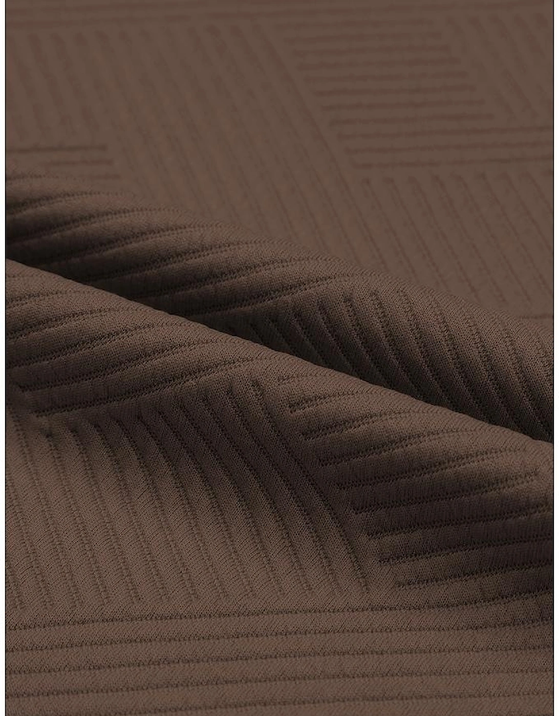 Brown Textured Loose Fit T Shirt and Drawstring Pants Set