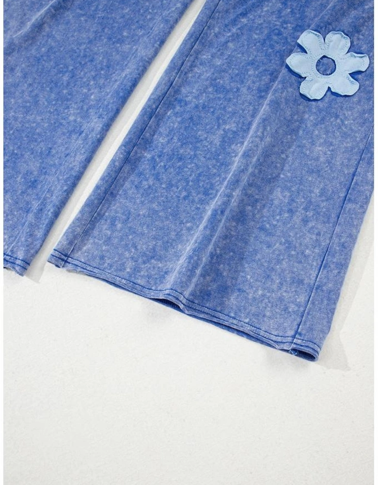 Lilac Floral Patch Exposed Seam Raw Edge Pants Set