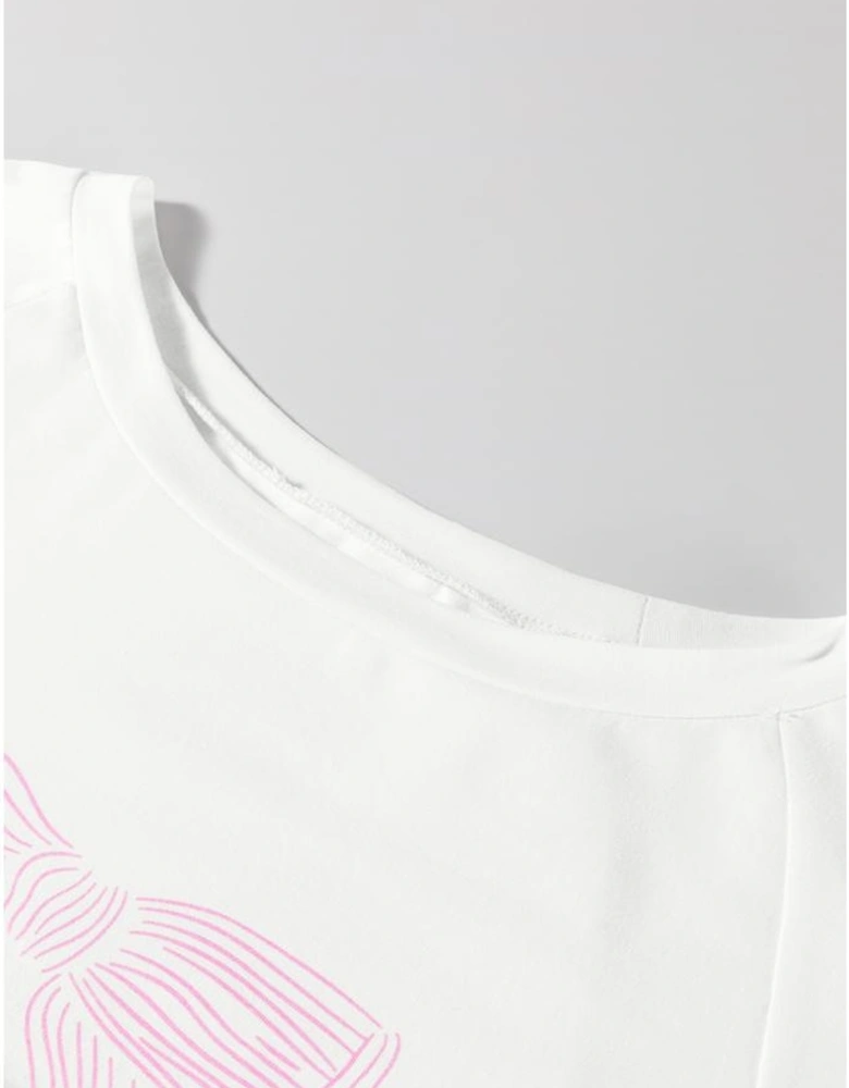 Pink Bow Knot Print Loose Fit Two Piece Casual Lounge Set