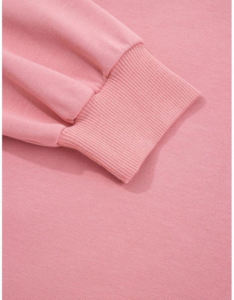 Peach Blossom Floral Applique Baggy Pullover Sweatshirt